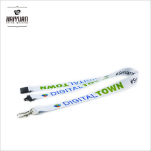 Duel Use Lanyards White Background Color com impressão em cores azul e verde